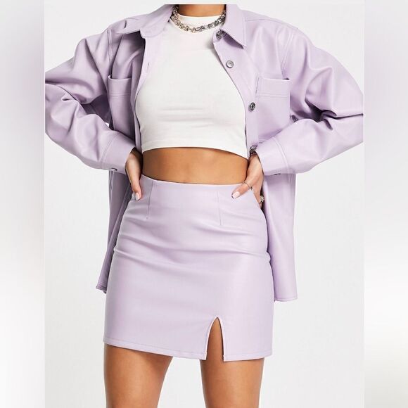 Purple lavender faux leather skirt set - Picture 8 of 16